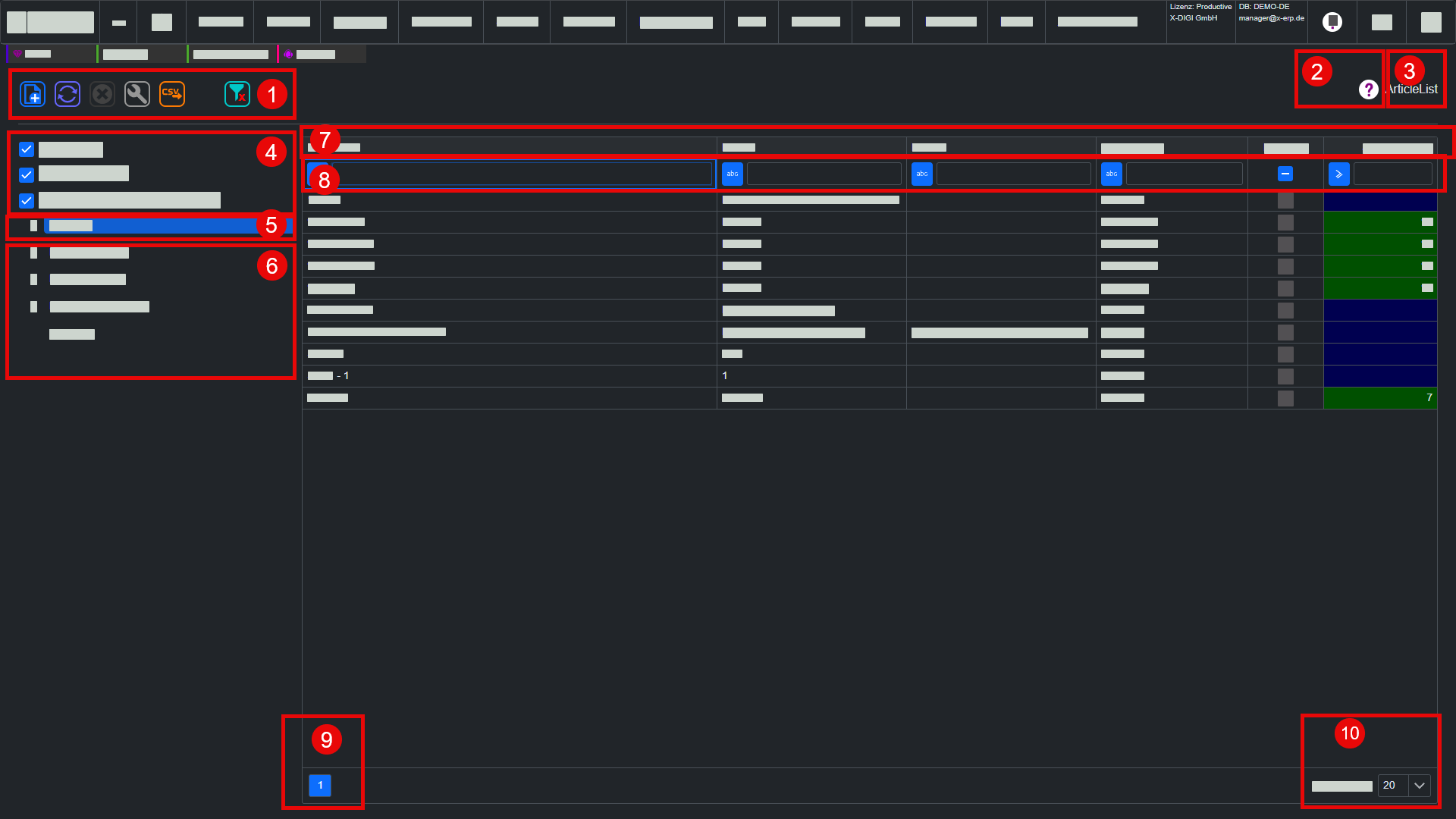 ListView in X-ERP