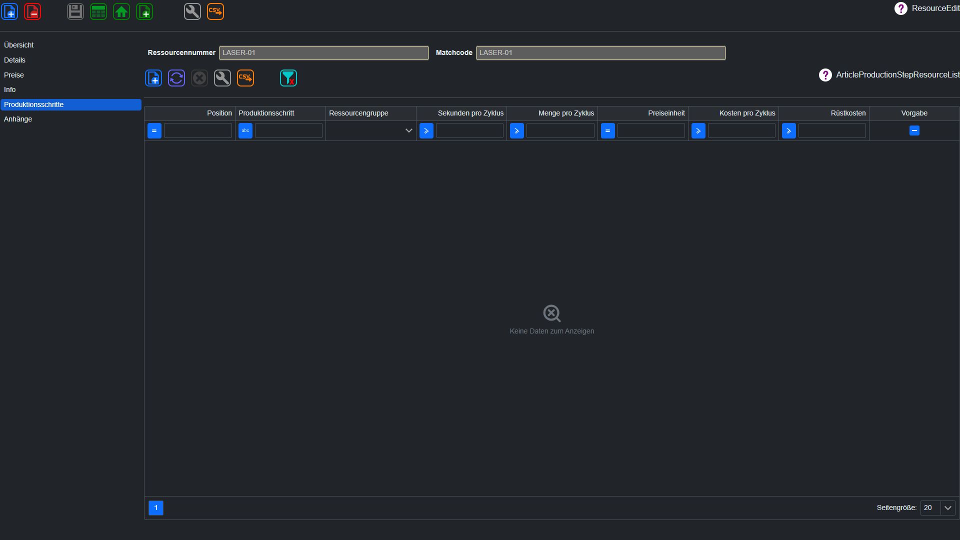 Ressource – Produktionsschritte