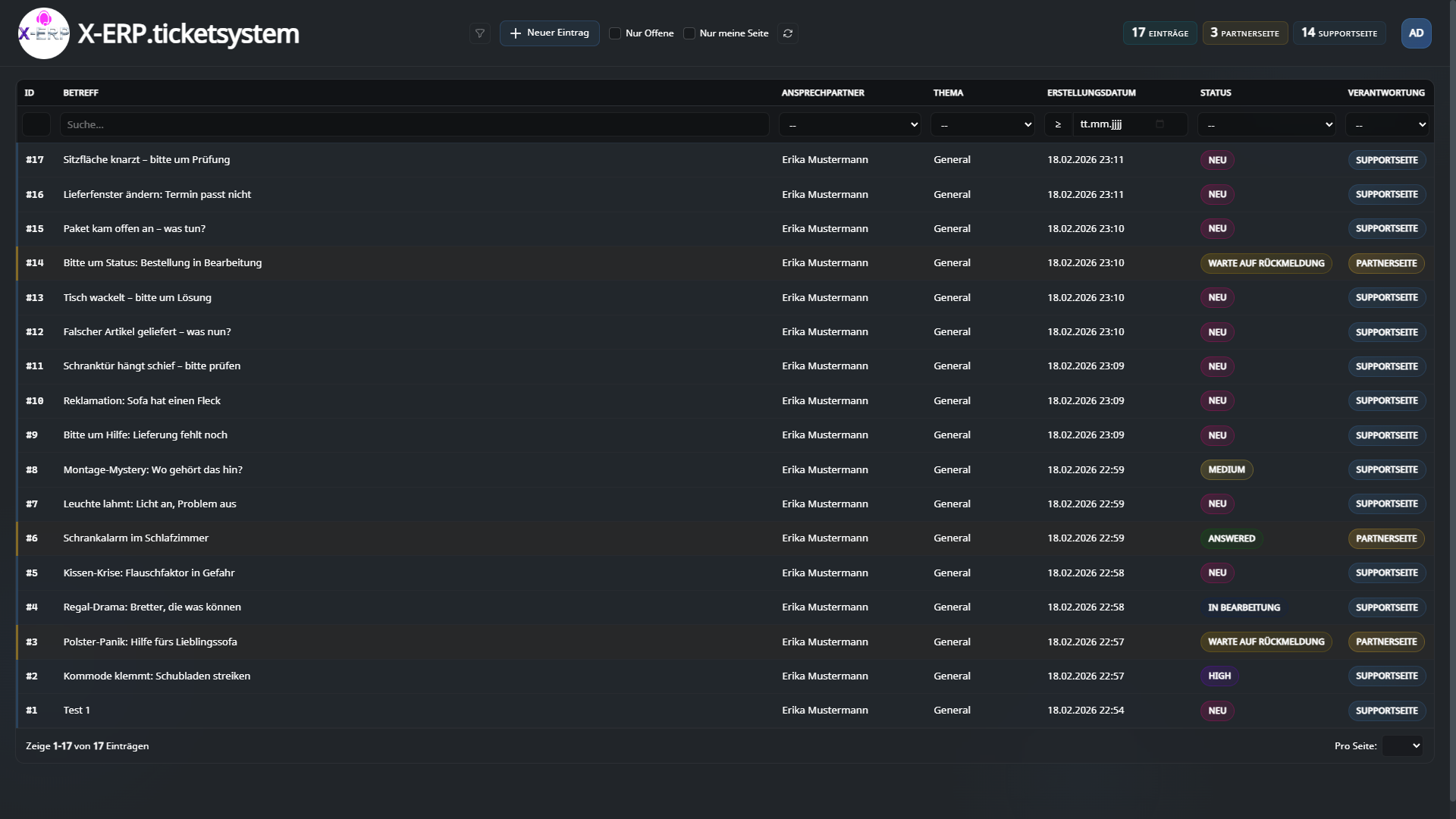 X-ERP.ticketsystem Screenshot